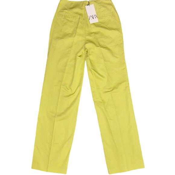 Zara green linen-blend trousers - Picture 3 of 7